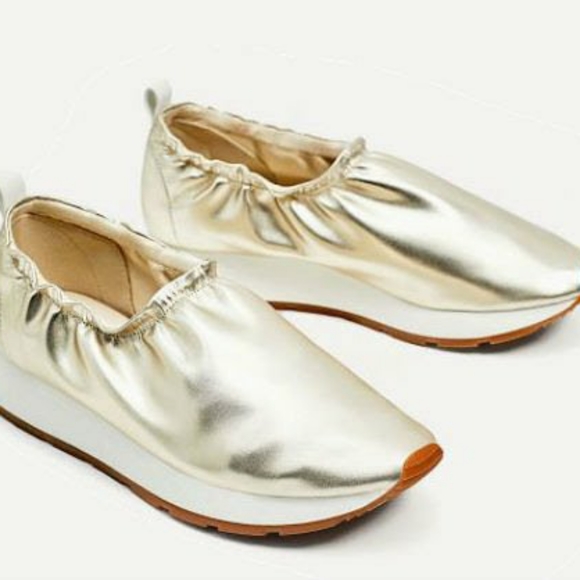 Zara Shoes - Zara Gold Metallic Sneakers
